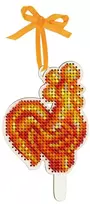 MP Studia Kryželiu siuvinėjimo rinkinys ant medžio „Gaidelis“ 10x9 cm karoliukais