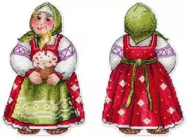 MP Studia Velykinis siuvinėjimo rinkinys „Močiutė su pyragu“ 16×10 cm