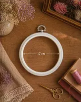 Lankelis siuvinėjimui Nurge Flexi, apvalus baltas, 17 cm