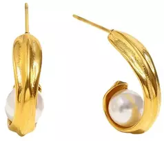 Troli Elegant auksinis-plated earrings with synthetic pearls