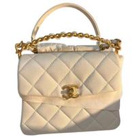 Chanel Mini CC Gold Buckle Diamond Quilted Lambskin Top Handle Leather Chain Flap Bag Women's Shoulder Crossbody Handbag White Box(Basic Set+Box) balta