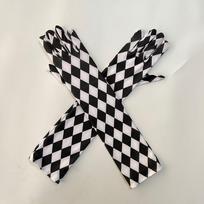 Unisex Juodos ir Baltos Languotos Ilgos Pirštinės - Helovino Kostiumų Šou Cosplay One Size juoda
