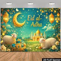2D Eid Al-Adha Mubarak fonas Mielos avys Mėnulio žibintas Islamo šventės nuotraukų kampelio fonas 47.2x31.5inch/120*80cm