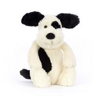 Jellycat Bashful Puppy M Plush Toy Dog Height Black Cream (Sitting 20cm) & juoda