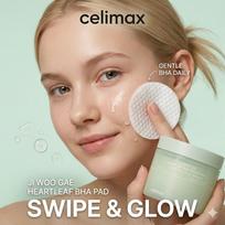 [Celimax] Heartleaf BHA Peeling Pad 125ml (60 Pads) - Eraser Pad for Pore Care, Dead Skin Exfoliation, Soothing Heartleaf & BHA, K-Beauty 125ml x 1EA