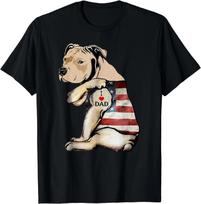 Pitbull I Love Dad Tattoo Fathers Day Funny Gift Unisex T-Shirt S