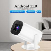 Android 11 projektorius su WiFi 6 ir Bluetooth Smart Mini nešiojamasis projektorius 2.4g 5.8g Pocket Outdoor EU Plug balta