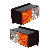 Priekinių kombinuotų žibintų komplektas Case IH, Fiat, Ford, New Holland 10 serijai | 5172682, 81844435, D3NN13201B | 12V šoninis ir posūkio žibintų mazgas gintaras/raudona