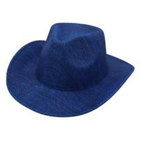 Warped Edge Blue Western Cowboy Hat Texture Handsome British Jazz Hat Retro Style Top Hat Men And Women One size fits all