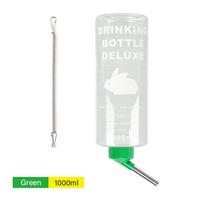 1000ml Rabbit Drinking Plastic Water Bottle Dispenser Feeder Hanging Pet Guinea Pig Squirrel Rabbit Drinking Bottle 1000ml žalia