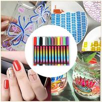 12-color Soft  Pen Set 3D Nail Polish Pen Point Acrylic Paint Pen Gou Xianbi Painting Pen Design Nail DIY Decoration Containing Liquid 5ml One Size