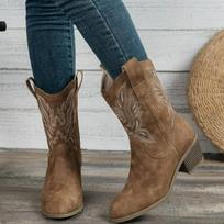 Klasikiniai vakarietiški batai moteriai Karvės zomšos Smailus pirštas Pleištas Kulnas Ankle Boots Paprasti patogūs Kaubojiški batai Moteriški D85 37
