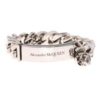 Alexander McQueen Decorative Logo Embossed Closure Bracelet With Iconic Skull Design Men bracelet Brass Silver 554452J160Y0446 Silver,F