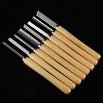 8pcs Wood Lathe Chisel Set, Woodworking Turning Tools Gouge Skew Parting, with Wood Handle and Steel , for Carpenters Carvers Artists
