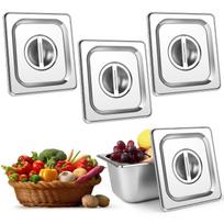 3Pcs Stainless Steel 1/6 Gastronorm Pan Lid Stainless Steel Lid With Centre Handle,Silver, Compatible With All 1/6 Sized Gastron armijos žalia spalva