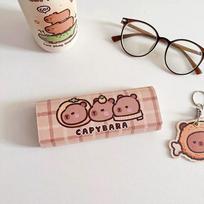Funny Capybara Glasses Box PU Leather Eyeglasses Pouch Cartoon Myopia Glasses Sunglasses Holders Portable Storage Case Protector