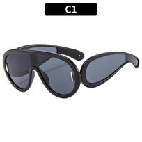 Fashion Steampunk  Y2K non-polarized Sunglasses Men Luxury One Piece Large Frame Outdoor Sports Goggle