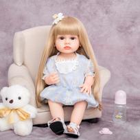 KEIUMI Reborn Baby Dolls Toy 55cm Made of KEIUMI Full Silicone Vinyl Waterproof Bebe Girl Doll with Long hair Child Playmates 22 inch about 55 cm ruda