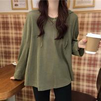 New Korean Style Loose Lazy Style Thin Hooded Pullover Sweatshirt for Women's Trendy Long-sleeved Top M žalia