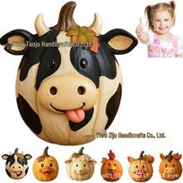 Animal Pumpkin Resin Figurines: Farm-Themed Cross-Border Ornaments karvės spalva