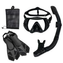 Snorkel nardymo kaukė ir akiniai nardymo plaukimo vamzdžių rinkinys suaugusiems unisex juoda