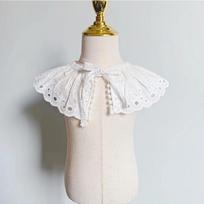 Baby Bib Lace Up Scarf Shawl Cotton Children's Detachable Collar Hollowed Out Female Baby Bib Scarf Children's Accessories 3-8Y blending
