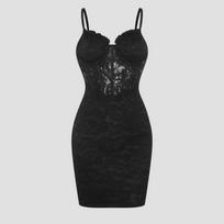 White Lace Corset Mini Dress Spaghetti Strap Bodycon Party Dress S juoda
