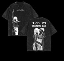 Chainsaw Man Mitaka Asa Manga Printed Washed Vintage Cotton T-shirt Unisex Harajuku Casual Women And Men T-Shirt L