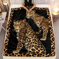 Leopard print flannel blanket wild animal design soft plush blanket for bedroom living room cozy warm throw blanket animal lover 130x150cm brown