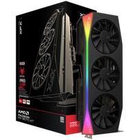 XFX Mercury AMD Radeon RX 9070XT OC Gaming Edition with RGB 16GB GDDR6, featuring 3x DisplayPort and HDMI
