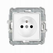 Karlik Icon vienvietis elektros lizdas su įžeminimu ir pertvaromis, baltas