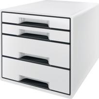 Organizator dokumentų Leitz Wow Cube, 4 stalčiai, A4+, baltas-juodas