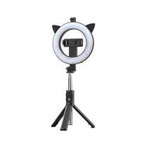 Asmenukių lazda ("Selfie sticks") „iLike“ universali asmenukių rankena, trikojis ir žiedinis apšvietimas su „Bluetooth“ ir juodas