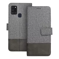 OEM GOMMA book-style phone case for Samsung Galaxy A21s (A217), gray