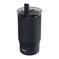 Quokka Mist - nerūdijančio plieno termo puodelis 720 ml su šiaudeliais (juodas)