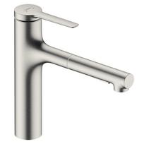 Virtuvės kranas Hansgrohe Zesis M33-160 2jet, su ištraukiamu antgaliu, nerūdijančio plieno išvaizda