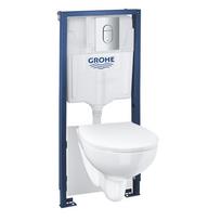 Montavimo rėmo komplektas Grohe WC puodas su SC dangčiu BauCeramic Rimless, rėmas h=1130 mm, mygtukas Arena Cosmo chromas, tvirtinimas