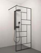 Stikla Serviss Dušo siena KAIRA BLACK Deep4 1200mm