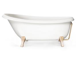 Vonia PAA VICTORIA akmens masės 1700x830 mm su medinėmis kojomis, balta