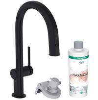 Virtuvės maišytuvas Hansgrohe Aqittura M91 FilterSystem 210, ištraukiama galvutė, matinė juoda