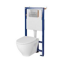 Komplektas Įmontuojamas tualeto puodas CERSANIT MODUO Clean ON su montavimo rėmu, duroplast Soft Close dangčiu S701-293/S701-636