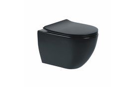 Pakabinamas unitazas Sanindusa Urb.y 52 Rimfree su Soft Close Easyclip Slim dangčiu, matinė juoda
