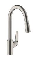 Virtuvės plautuvės maišytuvas Hansgrohe M429-H220 su ištraukiama galvute, stainless steel optic