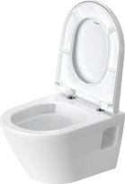 Pakabinamas WC puodas Duravit D-Neo Compact rimless, 370x480 mm, su QR/SC dangčiu, baltas