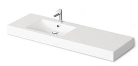 PAA LONG STEP akmens masės praustuvas 1500x490 mm, kairinis su dešine iškyša, balta