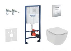Tualeto komplektas Grohe Rapid SL rėmas su Ideal Standard TESI Rimless klozetu, chromuota Skate Cosmopolitan mygtuku ir SoftClose dangčiu, 38528SET-KE