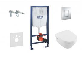 Tualeto komplektas Grohe Rapid SL rėmas su Villeroy & Boch klozetu, chromuota Skate Cosmopolitan mygtuku 38528SET-KB