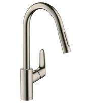 Virtuves Izlietnes Maisītājs Hansgrohe Focus M41, 240 izvelkams 2jet ar sBox Stainless Steel Finish 73880800
