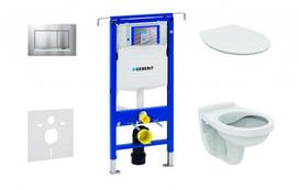Geberit Duofix WC rėmo komplektas su Ideal Standard Alpha Rimless pakabinamu klozetu ir SoftClose dangčiu, Sigma30 matinio chromo mygtukas, modelis 111.355.00.5 ND7