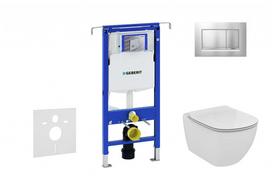 Tualeto klozeto komplektas Geberit Duofix rėmas su Ideal Standard Tesi Aquablade Rimless klozetu, SoftClose dangčiu, Sigma30 matinio chromo mygtuku (111.355.00.5 NU7)